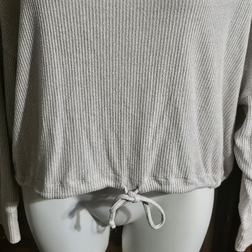 Express Factory Ribbed Drawstring hem top Sand Size M - Picture 4 of 10